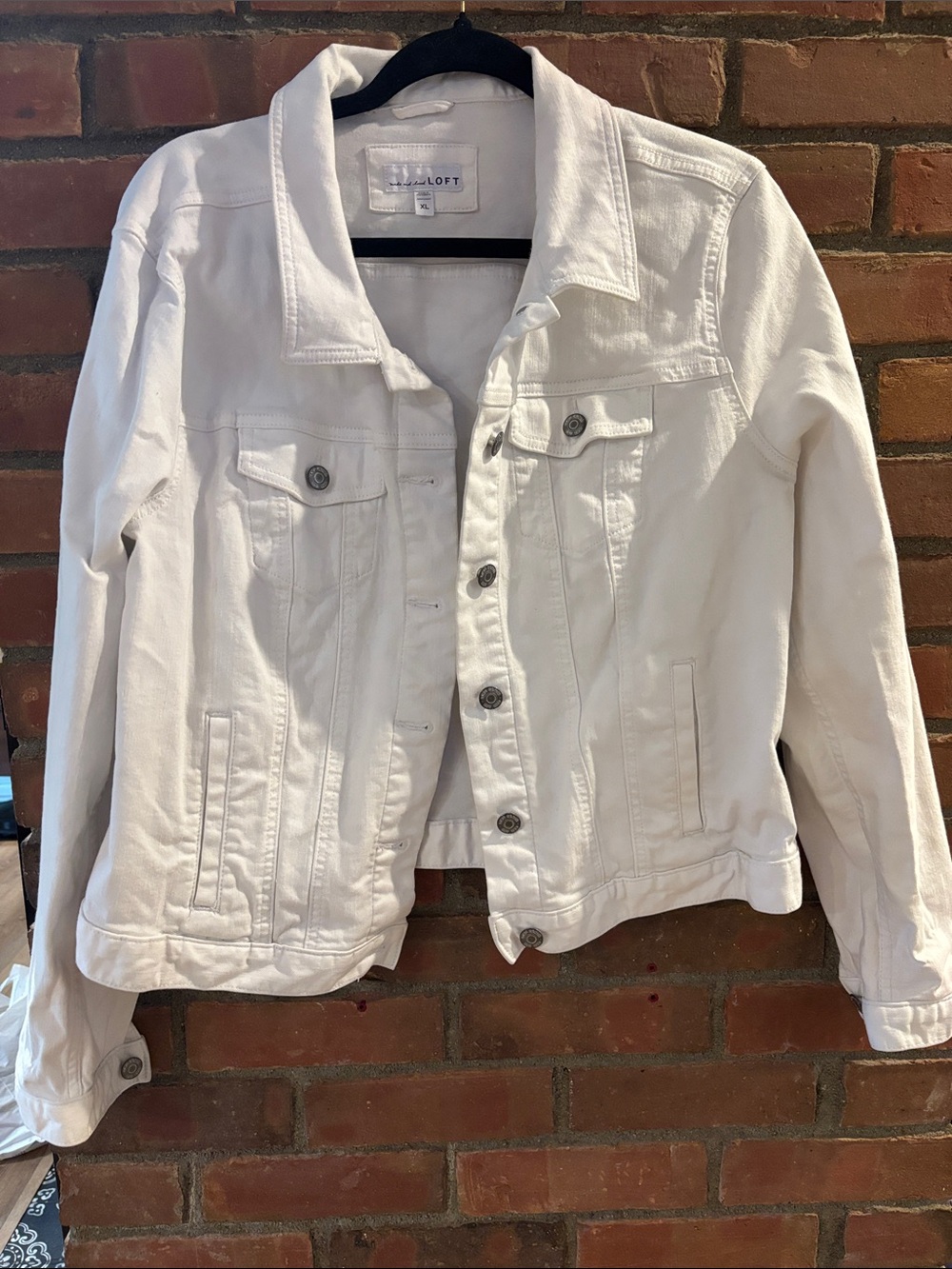 LOFT White Jean Jacket - Classic Button-Up Trucker